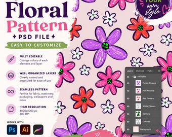 Naadloze blauwe madeliefje, digitaal bloemenpapier, print op cottagecore-stof, inpakpapier, oppervlaktepatroon, direct downloaden