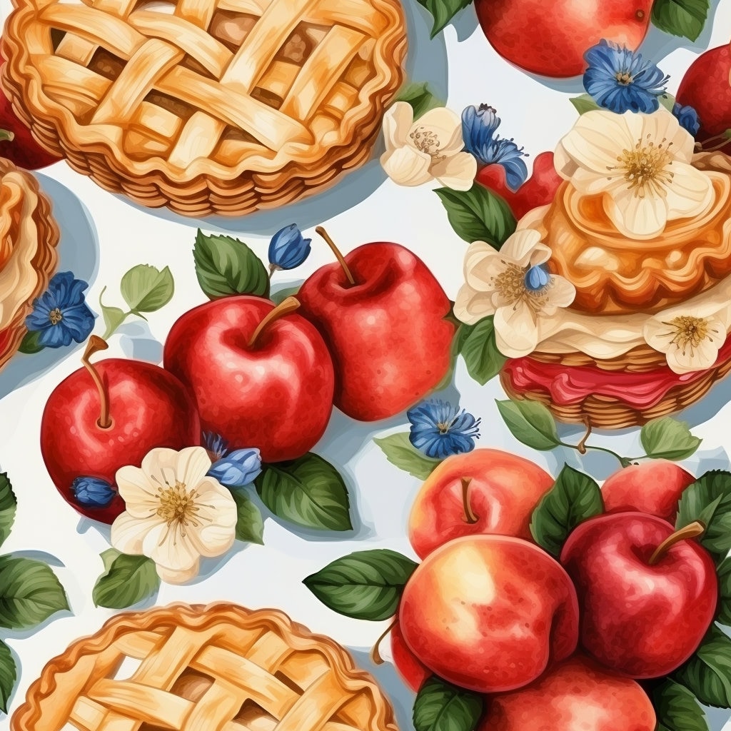 Apple Pie Seamless Pattern Set, Printable Wrapping Paper, Food Pattern ...