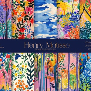 Pacchetto CARTA DIGITALE, Henri Matisse, Pacchetto Texture, Arte astratta moderna, Arte espositiva, Sfondo colorato, Download istantaneo