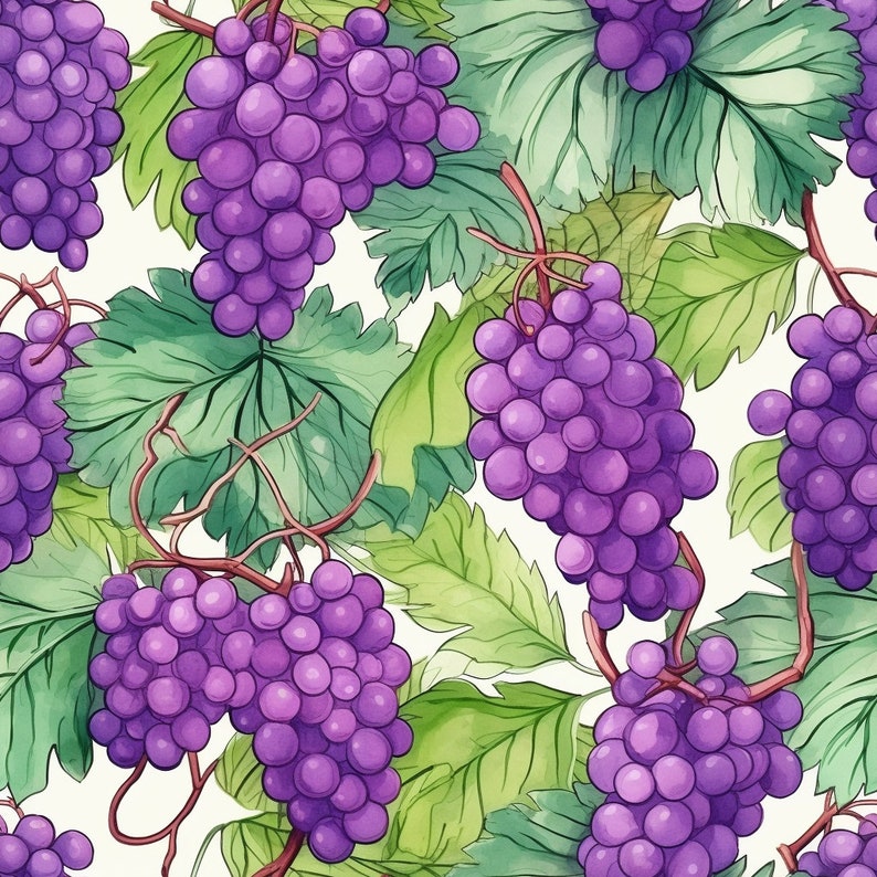 Grape Seamless Pattern, Digital Paper, Seamless Pattern, Fruit Paper ...