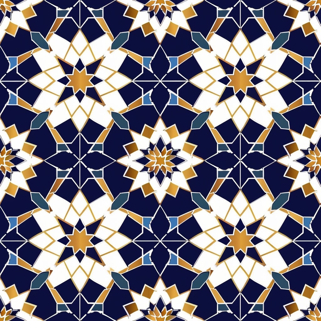 Islamic Tiles Design, Printable File, Architecture Elements