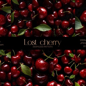 Lost cherry Digitales Papier, Nahtloses Muster, Fruit Paper Pack, Kirschmuster, Seamless Crafts print, kommerzielle Lizenz