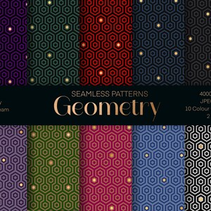 Set di motivi GEOMETRICI senza giunture, pacchetto texture Pied de Poule, carta da regalo stampabile, arte tessile, design di superficie retrò, uso commerciale