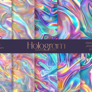 Hologram Digital Paper, Holographic Seamless Pattern, Paper Pack, Hologram, Iridescent Crafts print, Wrapping Paper, Instant download file