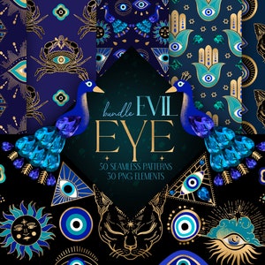 Evil Eye Clipart, Evil Eye Illustration png, druckfertige Aufkleber, Türkisches Auge Dekor, Hamsa Hand, Auge des Schutzes, Bundle