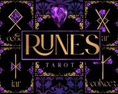 Runic Tarot Clip Art, Witchy Cards Constellation, Tarot Cards Gold Amethyst Edition, Tarot Cards Design, Tarot Reader, Ready to print