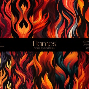 Flames Digital Paper, Fire Seamless Pattern, Colorful Paper Pack, Flame Crafts print, Fire,  Wrapping Paper, Instant download