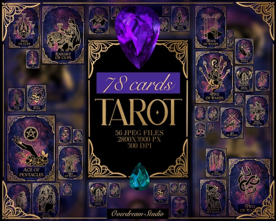PRINTABLE TAROT CARDS, 78 Tarot Cards, Full Deck Tarot, Witchy Cards Constellation, Tarot Cards Gold Galaxy Edition, Custom card design