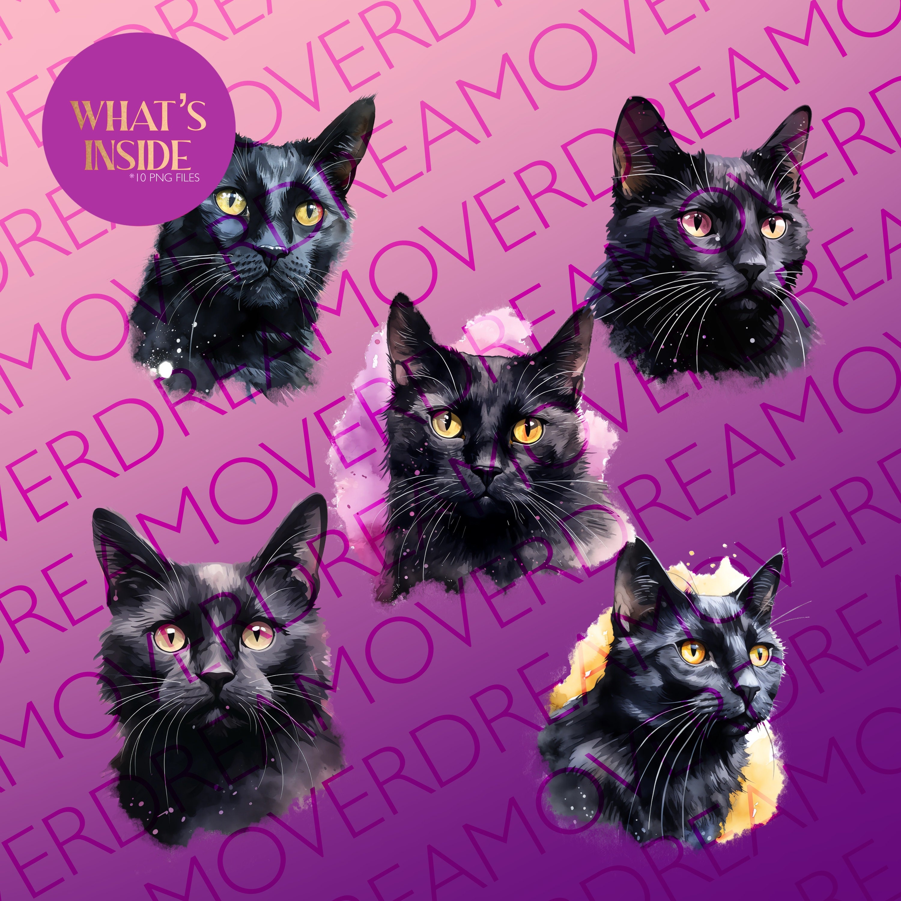 Watercolor Black Cats Clip Art, Kitten Illustration , Witchy Clip Art ...