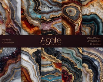 DIGITAL PAPER Bundle, Agate Texture Pack, Scrapbooking Craft Supplies, Rock Wallpaper, Geode Glitter, Agate Background, Gems, Gold