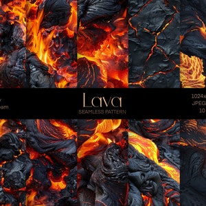 Vulcan Lava Digital Paper, Printable File, Lava Elements Seamless Pattern, Magma Paper, Wrapping Paper, Instant download file