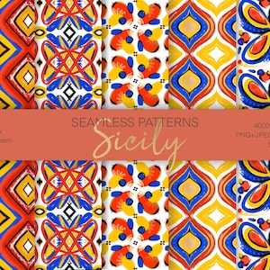 Sicily Seamless Pattern, Texture Pack, Printable Wrapping Paper, Surface Design, Geometric Pattern, Ethnic Motive, Italian Abstract Pattern