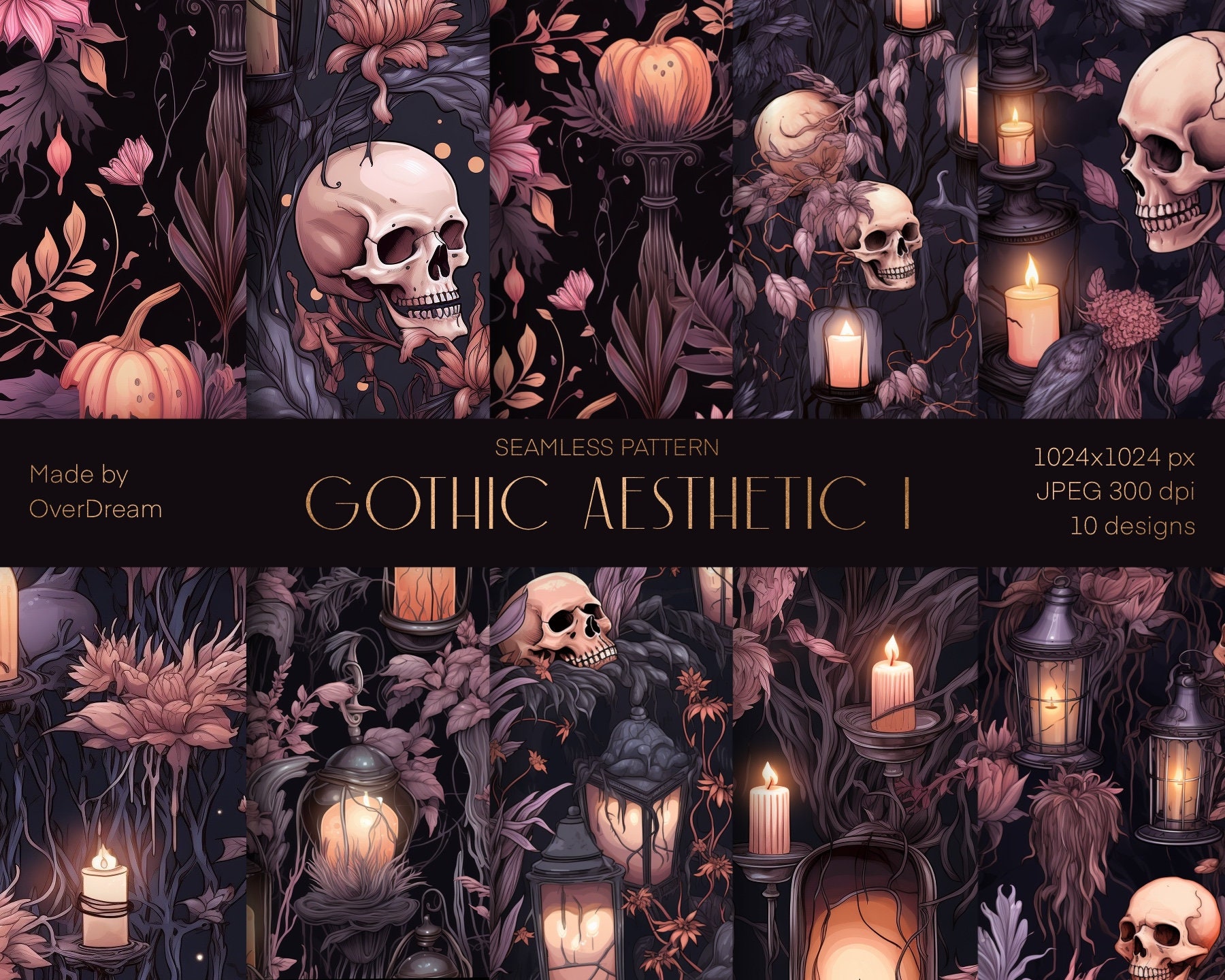 Gothic Aesthetic I, Seamless Pattern, Printable Wrapping Paper ...