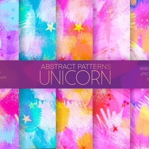 UNICORN DIGITAL PAPER, Texture di sfondo acquerello, Artigianato Scrapbooking, Sfondo, Arte astratta di grandi dimensioni, Sfondi sfumati