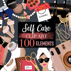 Self Care Clip Art, Spa Clip Art, Beauty Theme Decor, Cosy Days Objects, Planner Stickers, Cards, Digital Stickers, PNG, Isolated