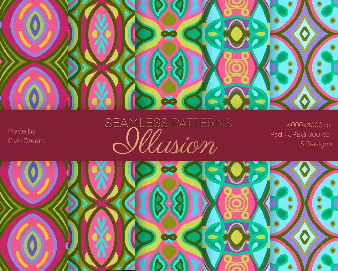 Illusion Seamless Pattern, Texture Pack, Printable Wrapping Paper ...