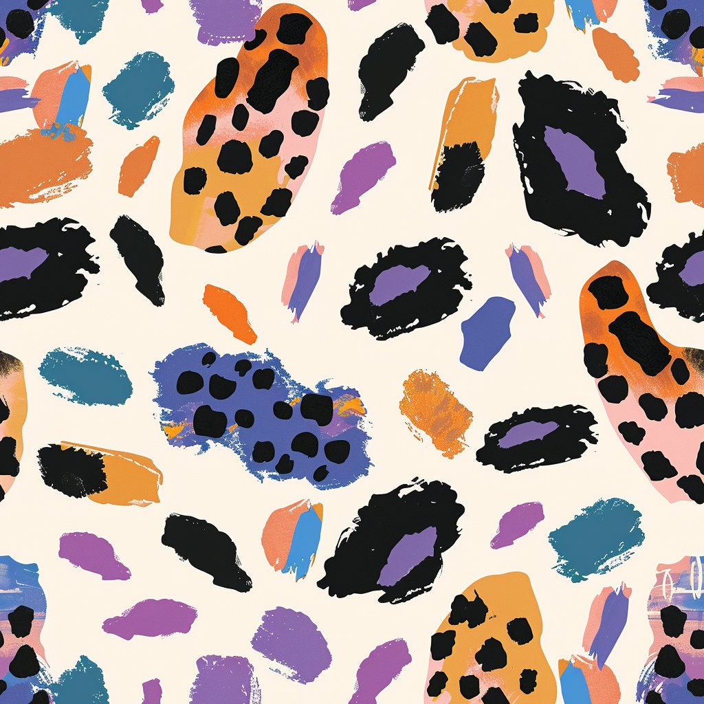 Leopard Digital Paper, Printable File, Abstract Elements Seamless ...