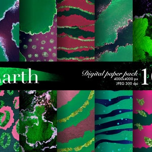 DIGITAL PAPER Bundle, EARTH Texture Pack, Scrapbooking Craft Supplies, Pink Glitters, Galaxy Texture Pack, Stars, Space, Earth Planet Art