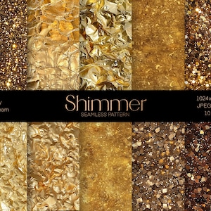 Shimmer Digital Paper, Gold Seamless Pattern, Gold foil Paper Pack, Golden Crafts print, Wrapping Paper, Instant download file, Background
