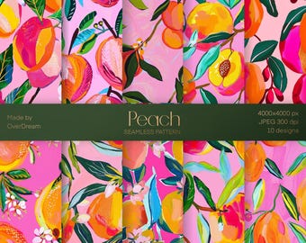 Tropical Mango Pattern – Seamless Hand Painted Fruit Design, Pink Digital Paper, Fabric Print, Wrapping Paper, Instant Download