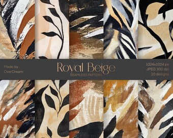 Royal Beige Seamless Pattern, Texture Pack, Printable Wrapping Paper, Textile, Fabric, Surface Design, Wallpaper design, Instant Download