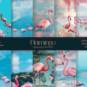DIGITAL PAPER Bundle, Flamingo Texture Pack, Scrapbooking Craft Supplies, Flamingo Wallpaper,LakeBackground, Animalier Print, Tropical