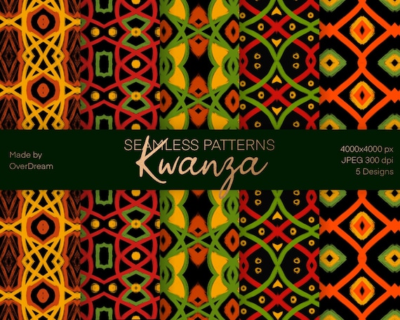 KWANZAA Seamless Pattern Set, Texture Pack, Printable Wrapping Paper,  Textile,Fabric, Surface Design, Ethnic Pattern, African Motives