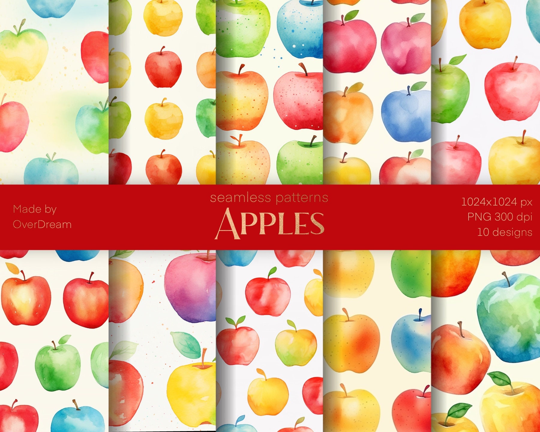 watercolor-apple-seamless-pattern-fruits-digital-paper-simple-design-clipart-apple-background-repeat-pattern-tileable-illustration-etsy