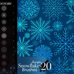 Kerst Snowflake Brush Bundle voor Procreate App, 20 Stamp Borstels om een magische touch, handgeschilderde stempels, iPad Borstels, DIY Decor M toe te voegen