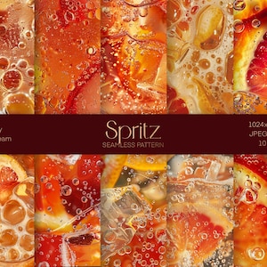 Conception Aperol Spritz, fichier imprimable, modèle sans couture d'éléments de cocktail, papier à cocktail, papier d'emballage, fichier à téléchargement immédiat