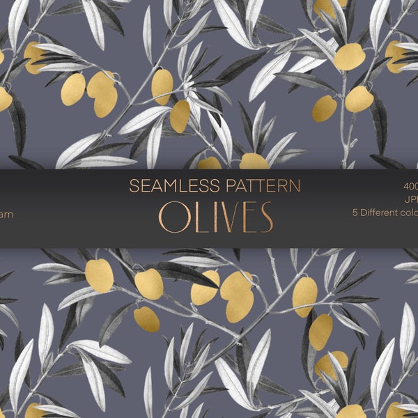 Olives Seamless Pattern, Texture Pack, Printable Wrapping Paper, Textile,Fabric, Surface Design, Tropical Pattern, Three  Pattern