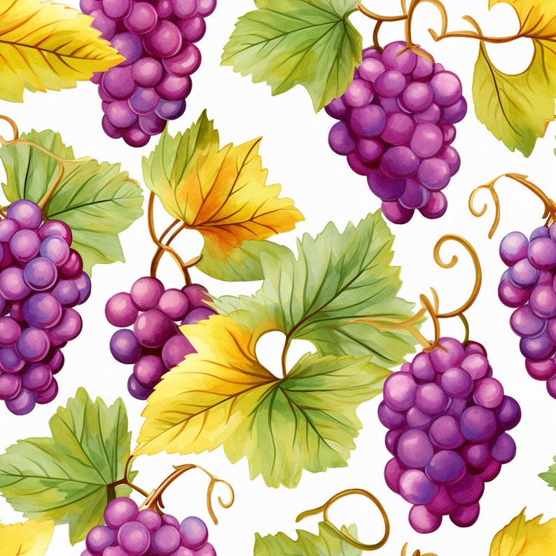 Grape Seamless Pattern, Digital Paper, Seamless Pattern, Fruit Paper ...