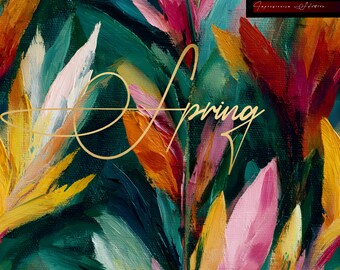 READY TO PRINT digital file, Limited edition design 2026, Spring Impressionism collection. Unique wallpaper design, Abstract tropical Forest