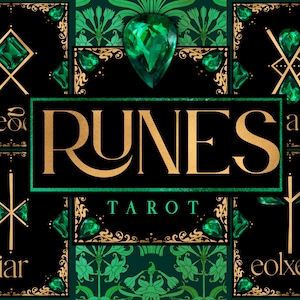 Runen Tarot Clip Art, Witchy Cards Constellation, Wicca Tarot Cards Gold Emerald Edition, Tarot Cards Design, Tarot Reader, klaar om af te drukken