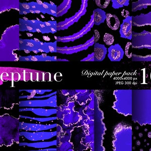 DIGITAL PAPER Bundle, Neptune Texture Pack, Scrapbooking Craft Supplies, Pink Glitters, Galaxy Texture Pack, Stars, Space, Purple Planet
