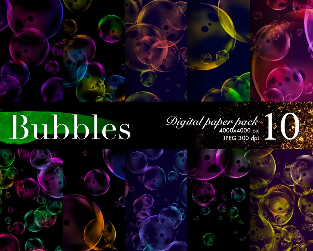 DIGITAL PAPER Bundle, Bubble Party Texture Pack, Scrapbooking Craft ...