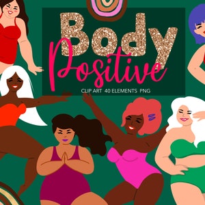 Körper positive ClipArt, Plus Größe Frau Clip Art, Frauen Power, hübsche Kurven Aufkleber, Planner Aufkleber, digitale Aufkleber, PNG, isoliert