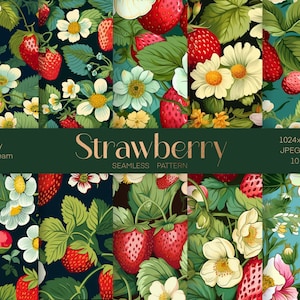 Modèle sans couture de fraise, papier numérique de fruits, clipart de conception simple, fond de fraise, motif de répétition, illustration carrelable
