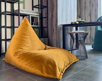 Housse de pouf poire de luxe en velours soyeux : chaise longue surdimensionnée personnalisée pour adultes, enfants et animaux en peluche - Un cadeau parfait pour les hommes et les femmes