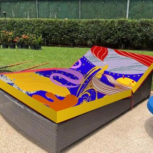 Housse de chaise longue extérieure imperméable double, personnalisable pour le bord de la piscine, les meubles de patio, le remplacement du transat, l'impression de plusieurs motifs ou le vôtre