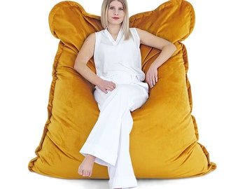 Luxury Silky Velvet Bean Bag Cover: Custom Oversized Lounger for Adults, Kids, and Stuffed Animal Storage - A Perfect Gift for Men and Women