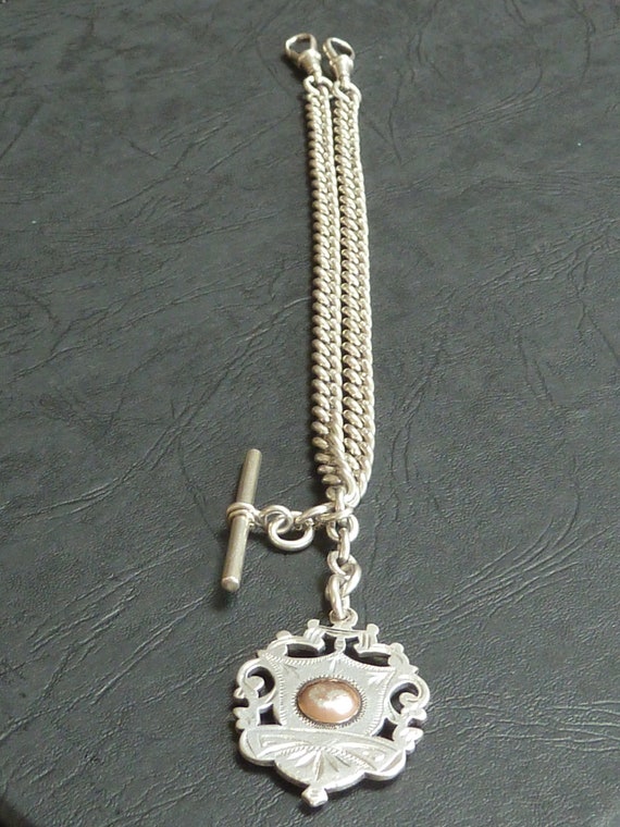 Antique Solid Silver Double Albert Pocket Watch C… - image 10