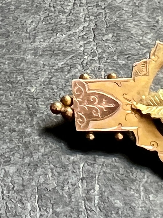 Antique Edwardian Tri Colour Gold Flower Brooch 1… - image 3