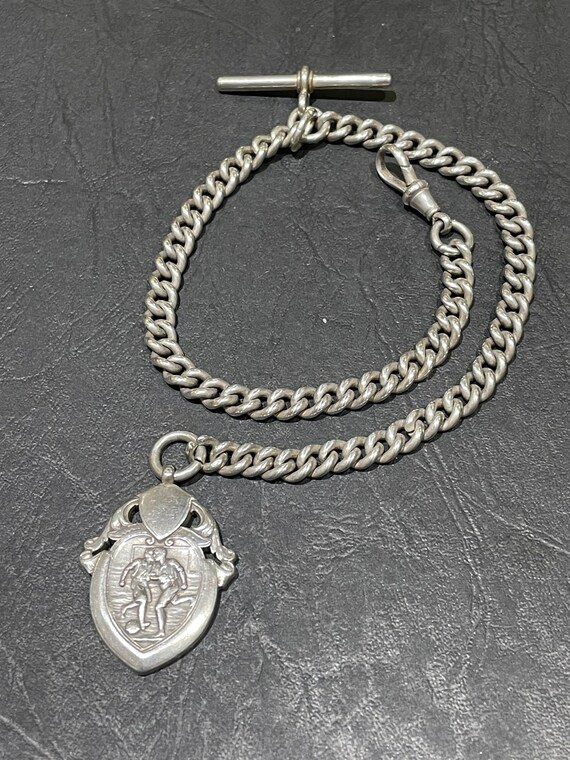 Heavy Gauge Antique Solid Silver Double Albert Po… - image 1