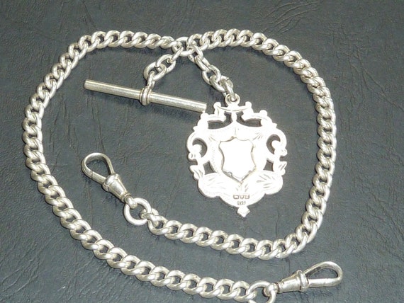 Antique Solid Silver Double Albert Pocket Watch C… - image 2