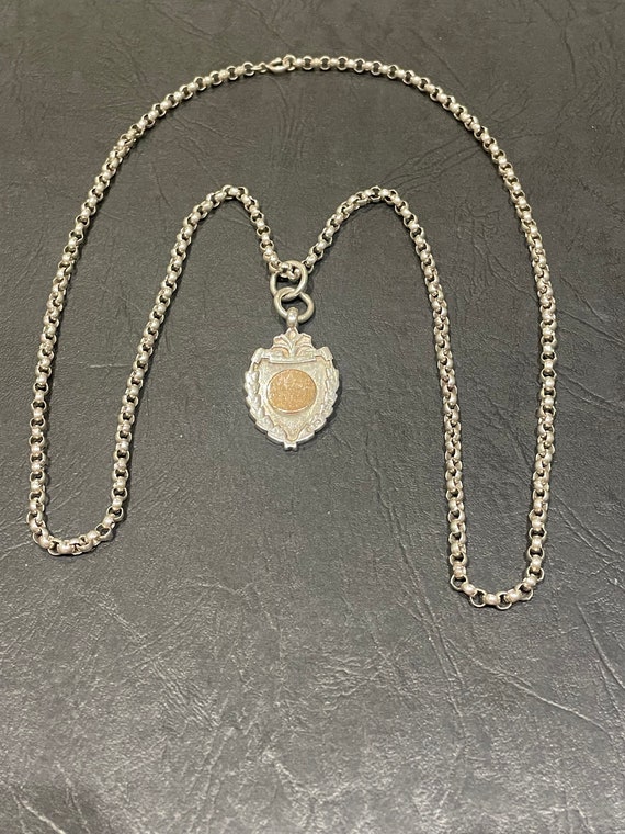 Beautiful Antique Solid Silver Sheild Shaped Doub… - image 2