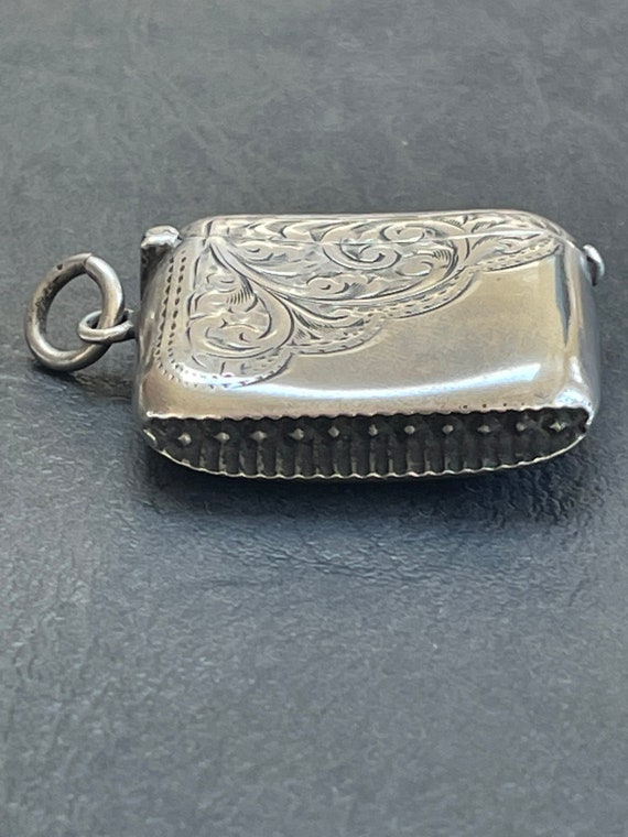 Antique Solid Silver Engraved Vesta Case Birmingh… - image 4