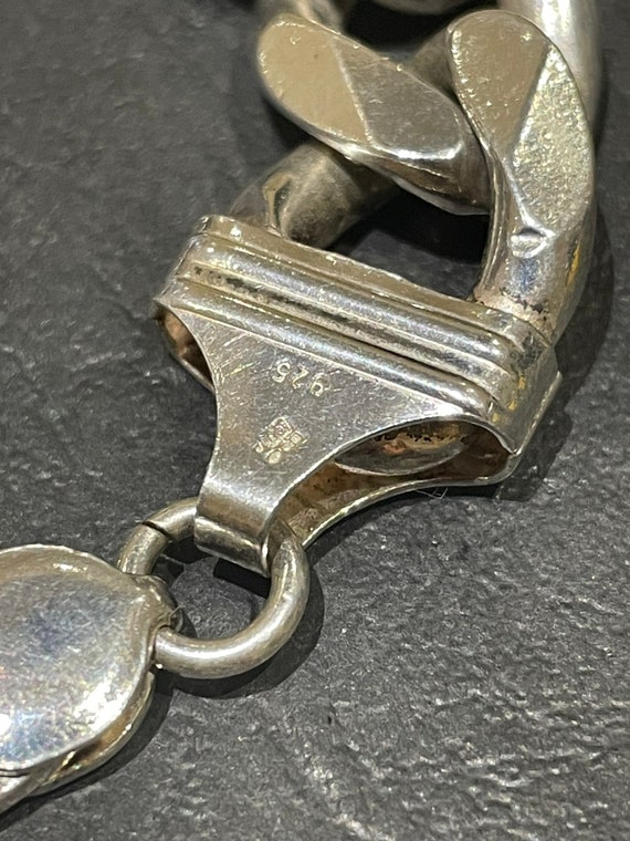 Huge Very Heavy Solid Silver Flat Curb Bracelet O… - image 5