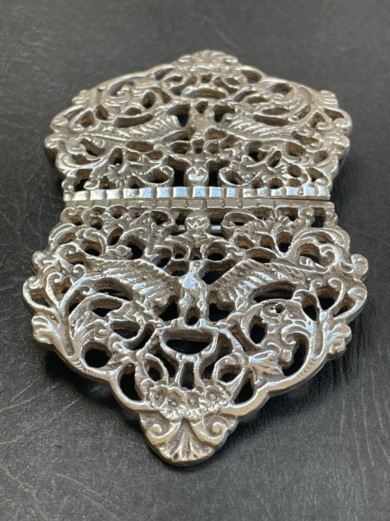 Vintage Heavy Quality Solid Silver Nurses Buckle,… - image 3