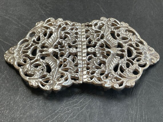 Vintage Heavy Quality Solid Silver Nurses Buckle,… - image 1